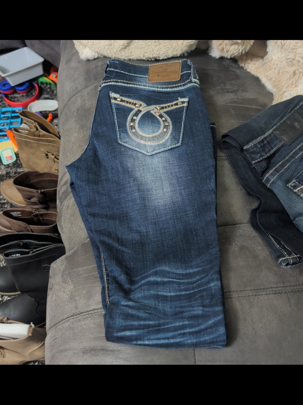 Big Star Women's Dark Blue Bootcut Jeans with Embellished Pocket